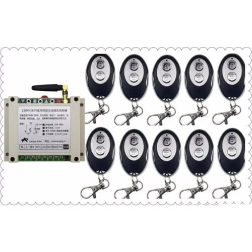 2017 latest AC220V 250V 380V 30A 2CH RF Wireless Remote Control Switch System 1*Receiver+10*ellipse shape Transmitters Learning