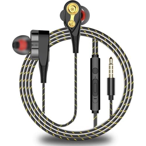 2019 Dual Moving Coil 3.5mm Wired In-Ear Earphone Heavy Bass Stereo Earbuds with Mic Phone Accessories earphone