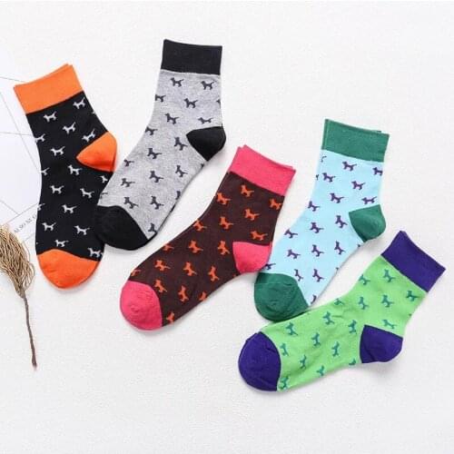 5 Pairs / lot New cotton socks in autumn and winter All-cotton jacquard socks and pure cotton socks
