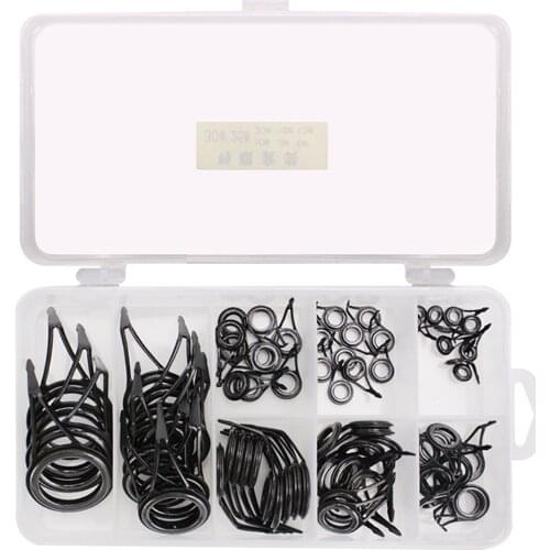 75Pcs 8 Size Fishing Rod Guide Tip Top Ring Circle Pole Repair Kit Raft Fishing Rod Guide Tips Repair Fishing Accessories Kits