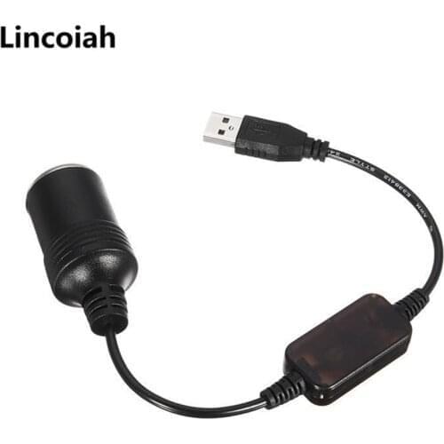 Converter Adapter Wired Controller USB Port to 12V Car Cigarette Lighter Socket Female Power Cord for Xiaomi Power Bank DVR