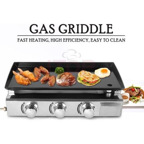 3-Burner Barbecue Grill Lpg Commercial Household Teppanyaki Equipment Teppanyaki Grill Stainless Steel Camping Picnic