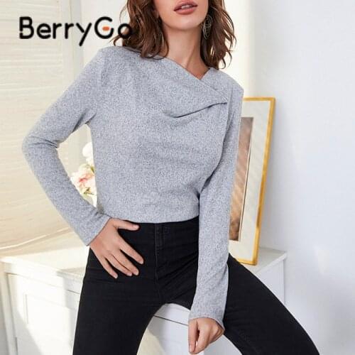 Женские базовые футболки BerryGo China At AliExpress