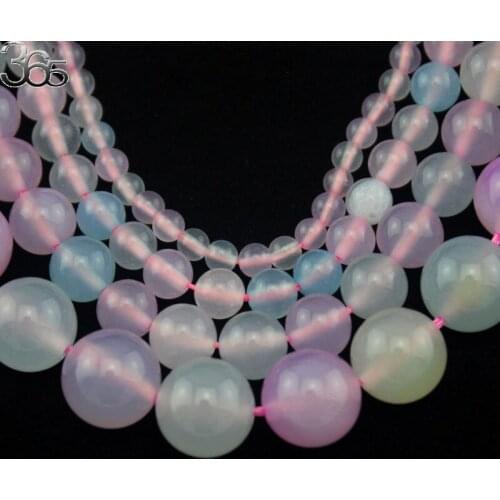 Free Shipping Newest Style Jewelry Making Spacer Beads 4-12mm Morganite Round .Gems Stone Strand 15"