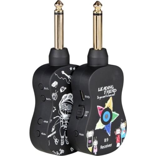 Wireless Guitar System, UHF Guitar Transmitter Receiver Rechargeable Support 4 C