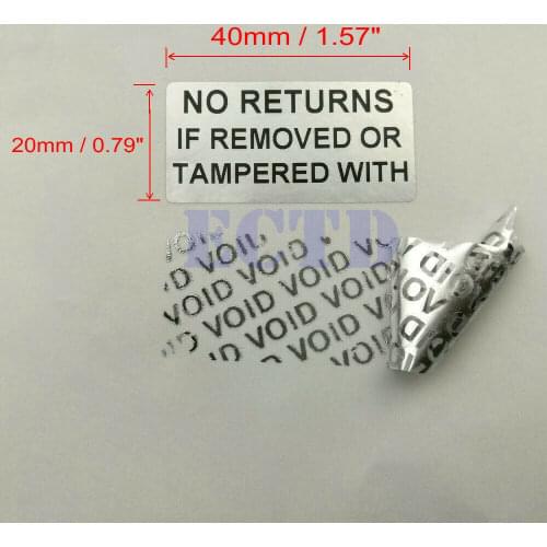 No Return If Removed Or Tampered With Security Seals Tamper Evident Sticker 1000pcs