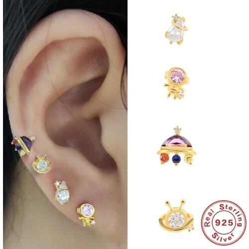 BOKAO 1PCS 2021 Trend Pendientes Plata 925 Silver Marine Animals Stud Earring Piercing Aretes Woman Jewelry Bijoux Femme Серьги