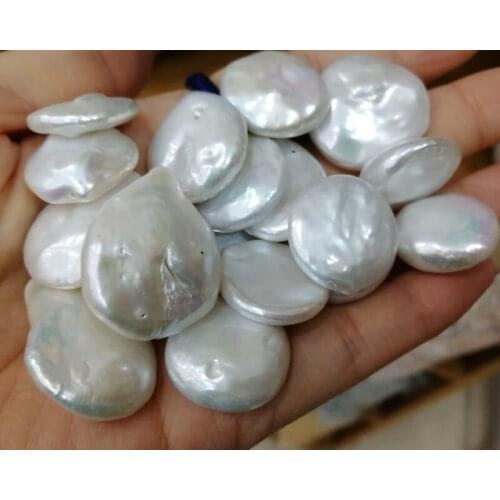 Loose beads freshwater pearl white flat baroque 18-25mm for DIY jewelry making FPPJ wholesale nature
