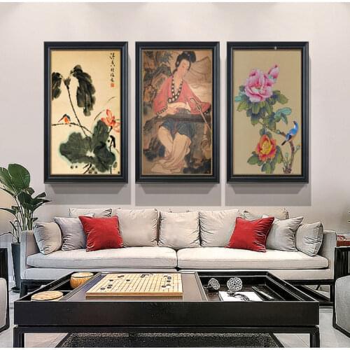 Ancient Chinese Painting Print Canvas Lotus Pond Koi Fish Wall Art Pictures For Living Room Study Decor No Frame