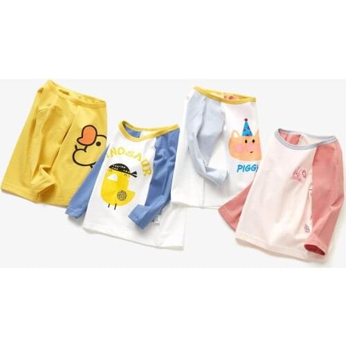 Boy Long Sleeve T Shirt Spring Cotton Baby Tops Children Clothes Girls Bottom Shirt 2021 Autumn New Style Cartoon Sweatshirt