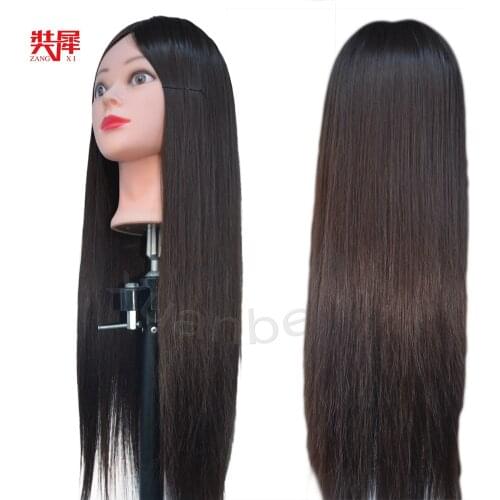 26" Mannequin Head With Dark Brown Hair Training Hairdressing Practce Dummy Dolls Barber Hairstyles Training Manikin Heads