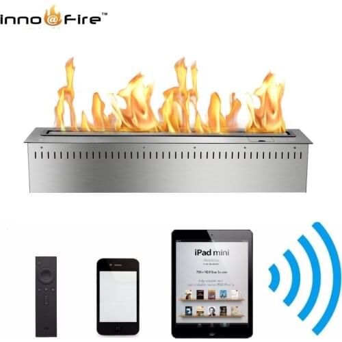 Inno-Fire 1.5m long free shipping to door Indoor Remote Control wifi Bio Ethanol black smart fireplace inserts electric