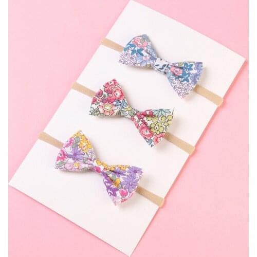 Boutique 15Pcs Fashion Cute Floral Bow Super Soft Hairbands Solid Print Bowknot Nylon Headbands Princess Headwear