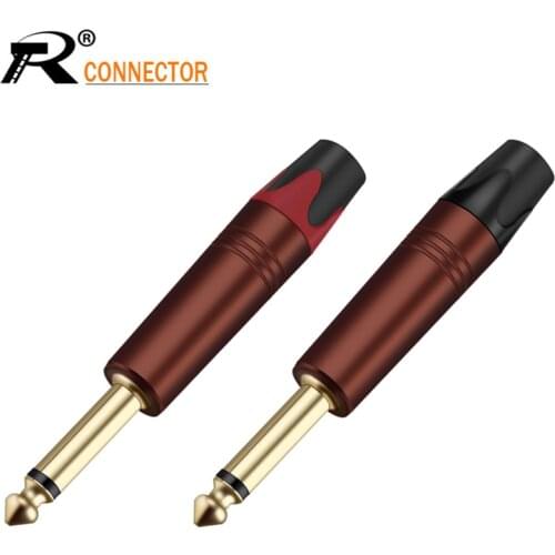 Jack 6.35mm mono sophomore core 6.35 amplifier microphone plug 6.35mm jack plug 6.5mm connector mono audio plug jack 2Pcs/1Pair