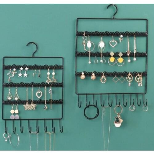 Creative Wrought Iron Hook Wall Jewelry Rack Girls Dressing Table Earrings Bracelet Necklace Jewelry Display Stand