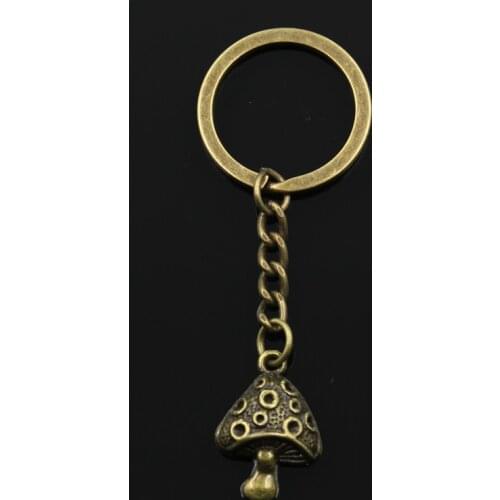 Fashion 3cm Key Ring Metal Key Chain Keychain Jewelry Antique Bronze Plated Mushroom 28x18mm Pendant