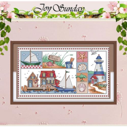 Impression of seaside Patterns Counted Cross Stitch 11CT 14CT Cross Stitch Set Wholesale Cross-stitch Kit Embroidery Needlework