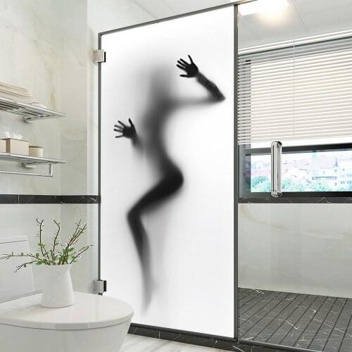 New 3D Sexy Shadow Door Stickers Wall Mural Glass Doors Bathroom Wallpapers Stickers Vinyl Removable Home Room Decoration
