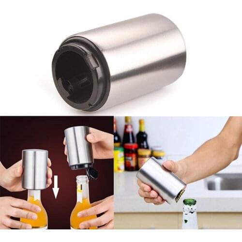 Newly Portable Magnetic Automatic Bottle Opener Stainless Steel Push Down Wine Beer Openers Kitchen Tools Accessories