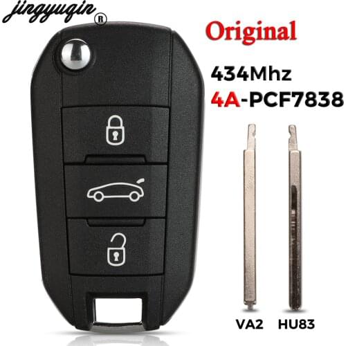 Jingyuqin 3 Buttons 4A Chip Remote Flip Key Folding Car Key 433MHz PCF7938X For Citroen Aircross C5 C6
