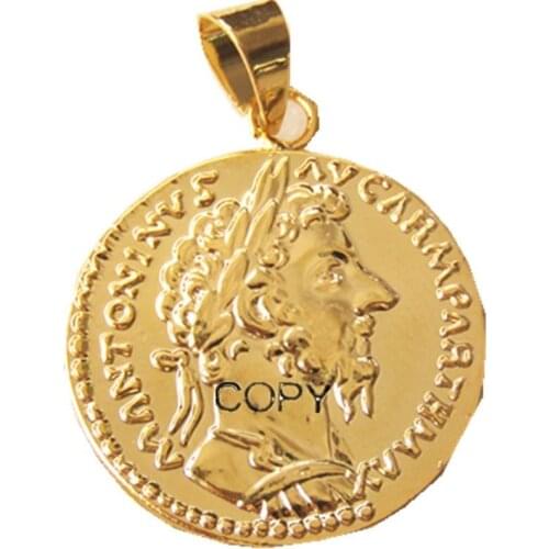 P(14)Coin Pendant Marcus Aurelius, Aureus, Rome, 168 AD, Gold Plated Fashion Jewelry(diameter:20mm)