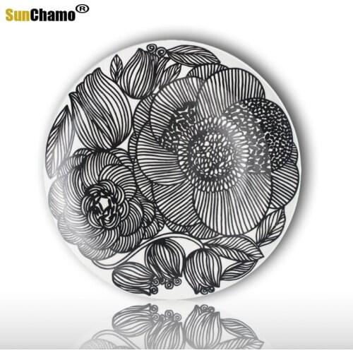 Modern mural wall hanging decorative plate Simple geometric lines blue white black garden style home decor Finland Oiva design