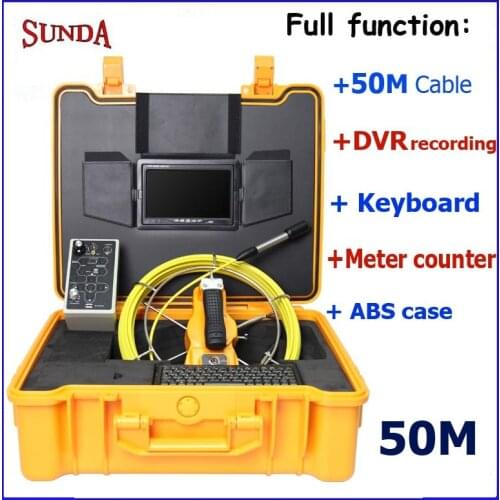 Video Audio Drain Pipe Inspection Camera Sewer 23mm camera head Inspection Camera Keyboard typing meter counter dvr recorder 50M
