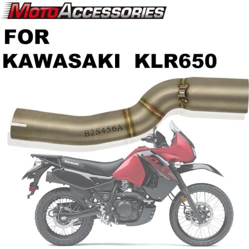 Motorcycle Exhaust Middle Pipe Link Pipe Slip On Section Muffler For KAWASAKI KLR650 2008 2009 2010 2011 2012 2013 2014 2015
