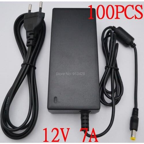 High quality 100PCS 12V 7A 84W Led Power Adapter EU /US /UK/ AU Cable for 5050/ 5630 SMDLED Light +free shipping