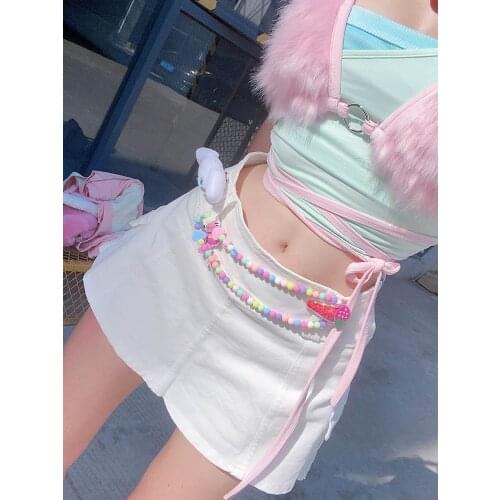 Ruibbit Japanese Harajuku Original Harajuku Low Waist Mini Pant Skirt Solid Black White Punk Denim Culotte Plus size