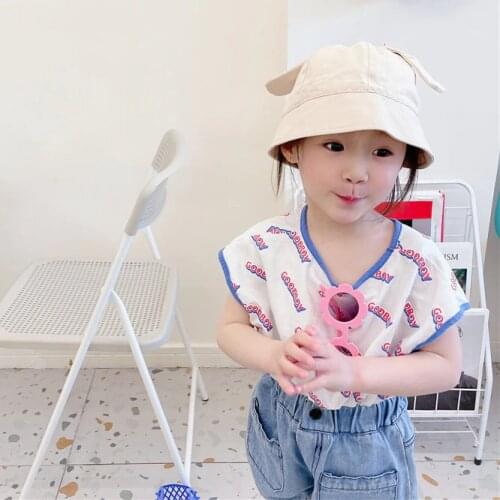 2021 Summer New Arrival Girls Fashion Letter Vest Kids Cotton Tops