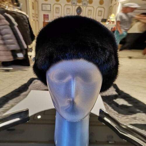 WINTER PALACE 2020 Fur Hat Winter Warm Natural Mink Fur Hats for Women Classic Luxury Caps Earflap mink hat