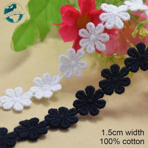 1.5cm 2 colors cotton embroid sewing ribbon guipure lace trim or fabric warp knitting DIY Garment Accessories free shipping#3678