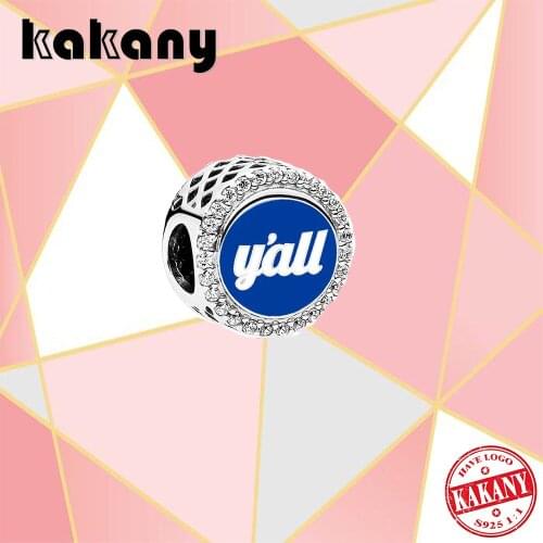 2021 New Fashion High Quality 100% S925 Sterling Silver Blue Lettered Charm Beads Original Diy Jewelry Suitable For Women