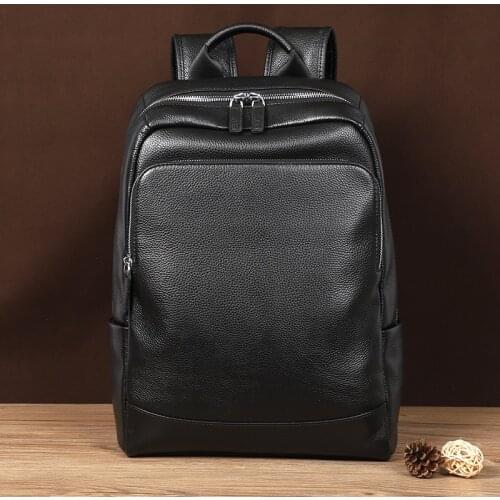 2021 New Natural Cowskin 100% Genuine Leather Mens Backpack Fashion Large Capacity Shoolbag For Boy Leather Laptop Backpack Bag