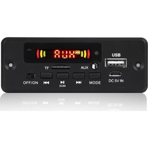 2X3W Amplifier MP3 Decoder Board 12V Bluetooth 5.0 30W Car FM Radio Module Support TF USB AUX