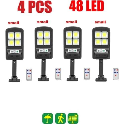 4pcs tabular oblong Rechargeable Solar Light Outdoors PIR Motion Sensor Waterproof Solar Street Wall Lamp remote control garden