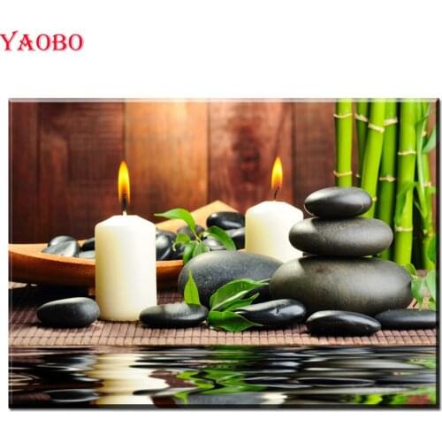 Diamond Painting orchid stone candle DIY Diamond Embroidery Full Square Round 5D Cross Stitch Diamond Mosaic Rhinestone Pictures