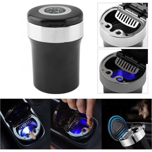 Car Auto Stainless Steel ABS Cigarette Smoke Ashtray Holder Cup with LED Light car accessories Portable