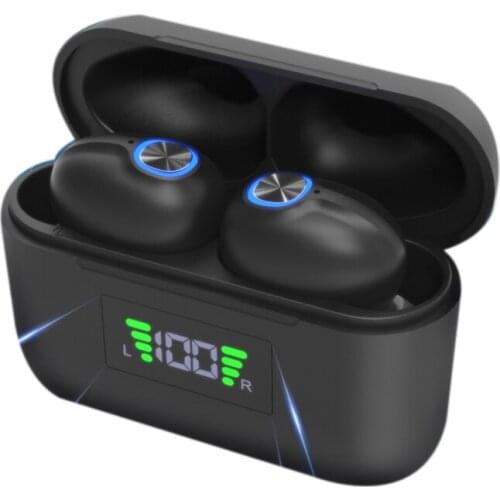 Bluetooth Earphones Wireless Sport Headset Power Display Noise Cancelling Sports Waterproof Earbud in Ear with Dual Mic