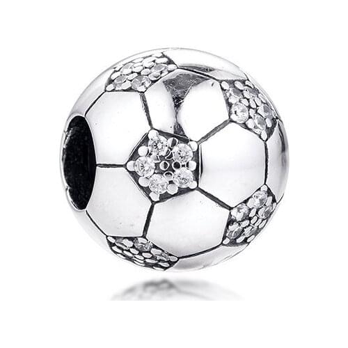 Beads For Jewelry Making Sparkling Football Charm Sterling Silver Jewelry Fashion Charms Fits Original Silver Bracelets