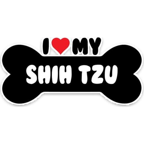 Lovely Car Sticker PVC 16cm X 8cm I Heart My Shih Tzu Dog Bone Car Accessories Cover Scratches Waterproof