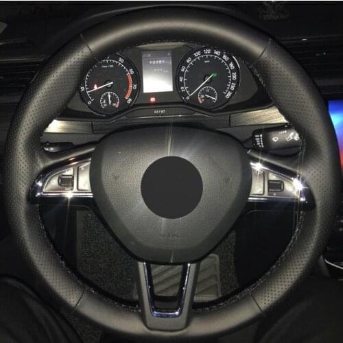 For Skoda Octavia 2017 Steering Wheel Cover DIY Hand-stitched Car Interior Case car accessories Automotive interior