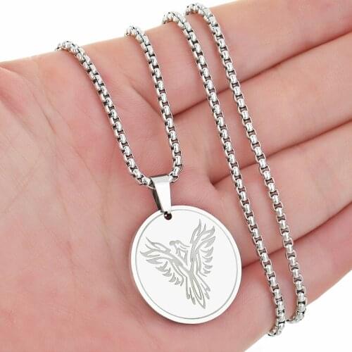 Cxwind Stainless Steel Animal Phoenix Pendant Necklace Sun God Bird Amulet Charm Necklace For Women Man Choker Jewelry mujer