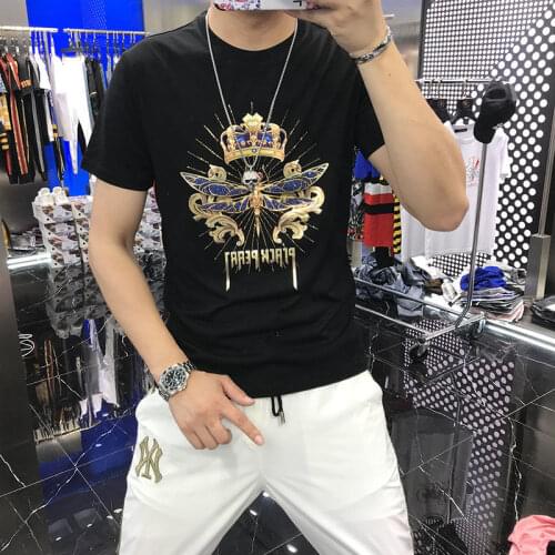 2021 mens new summer mens short sleeve T-shirt cotton hot drill youth half sleeve mens Korean fashion jacket