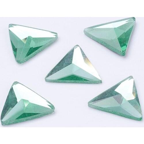 Electroplate Glass Cabochons, Faceted, Triangle, LimeGreen, 18x20x4mm