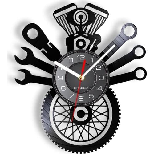 Bicycle Repairing Tools 3D Decorative Wall Clock Bike Repairment Bike Shop VInyl Record Wall Watch Cycling Store Hanging Decor