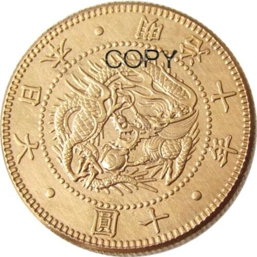 JP(15) Japan 10 Yen Gold-Plated Asian Meiji 10 Year Copy Coin