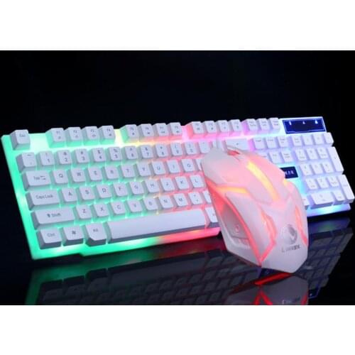 Gtx300 Keyboard and Mouse Set Punk Rainbow Backlight Keyboard Backlit Game USB Wired Suspension Keyboard and Mouse Set