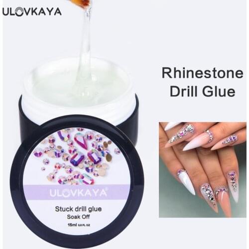 ULOVKAYA Rhinestones Nail Glue Gel Nail Art Crystal Adhesive Transparent Clear Gel Manicure Sticky Adhesive Stuck Drill Glue